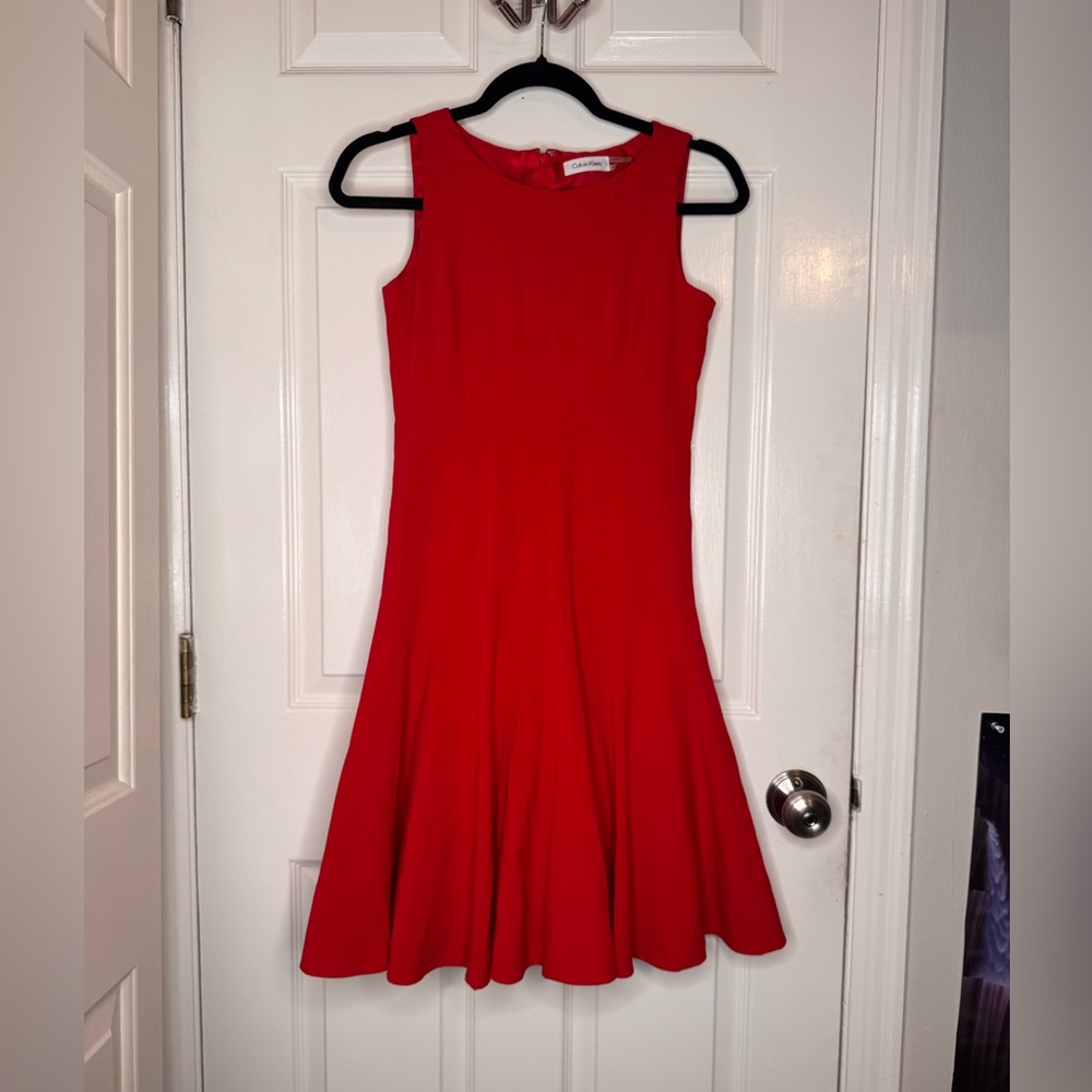 Calvin Klein Vibrant Red Sleeveless Dress
